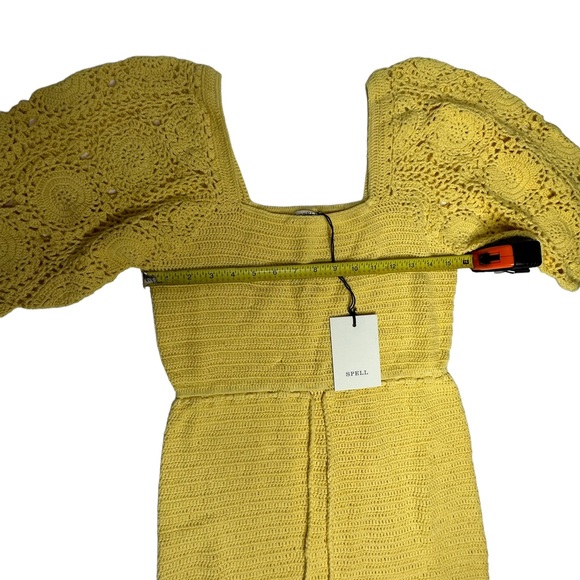 NWT Spell Let The Sunshine In Crochet Mini Dress in Lemon s - Picture 9 of 16